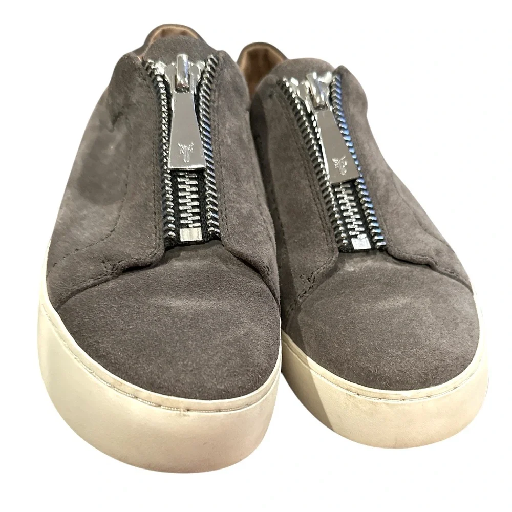 FRYE LENA SUEDE ZIPPER CENTER FRONT GREY PLATFORM SNEAKER SHOES 8